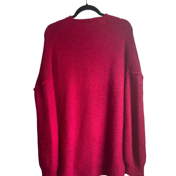 Free People S V-Neck Oversized Knit Sweater All Mine Hot Pink Alpaca Bl Slouchy - Picture 3 of 10